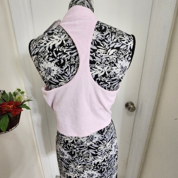Fabletics terry  lined  high neck crop top baby pink racer back xl - Picture 4 of 12